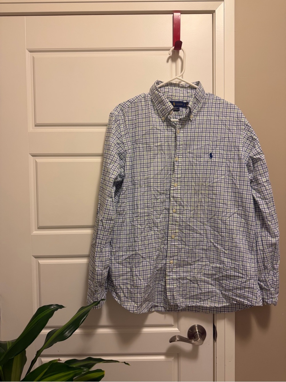 Polo by Ralph Lauren Blue & White Check Long-Sleeve Button-Down Shirt